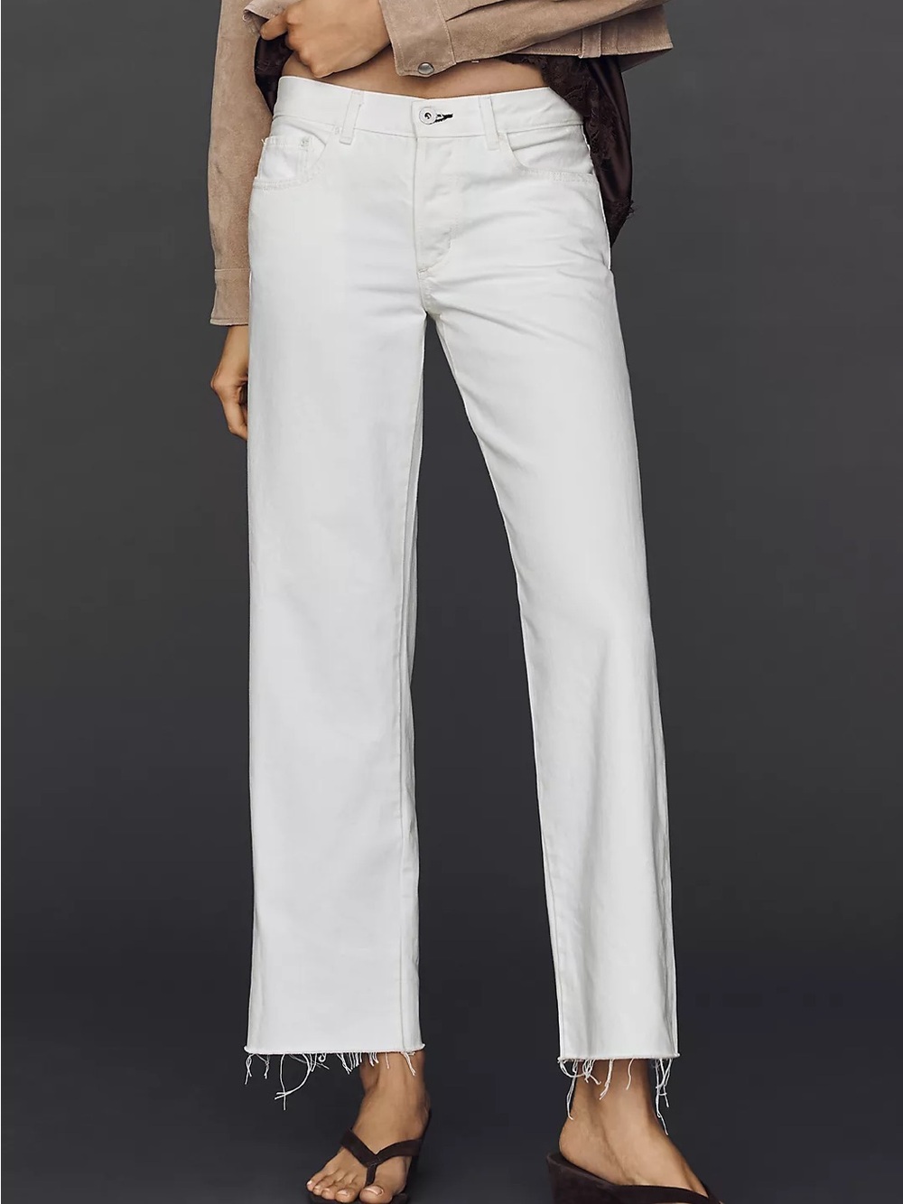 ASKK NY Low-Rise Straight Jeans in White, Size 26